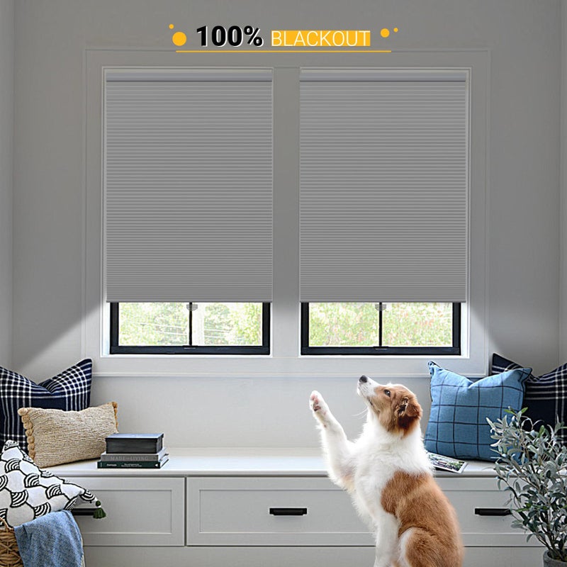 SBARTAR ستائر خلوية بدون حبال ستائر معتمة على شكل خلية نحل قماشية للنافذة بيضاء (معتمة)، 29" عرض x 64" ارتفاع - Image 4